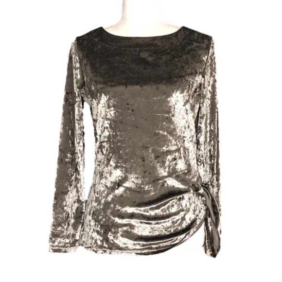 Tops - Pewter crushed velvet top